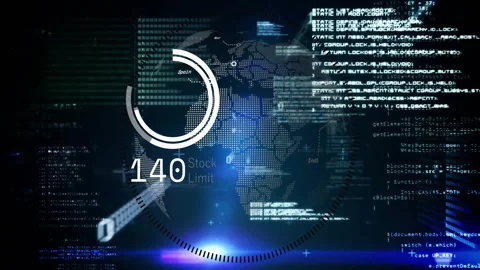 Stock market data and coding animation over world map and digital interface Stock Footage 303877814