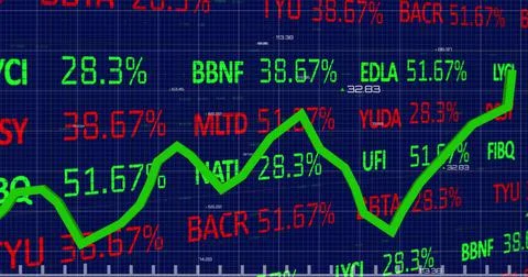 Stock market data and statistical data processing against black background Stock Illustration