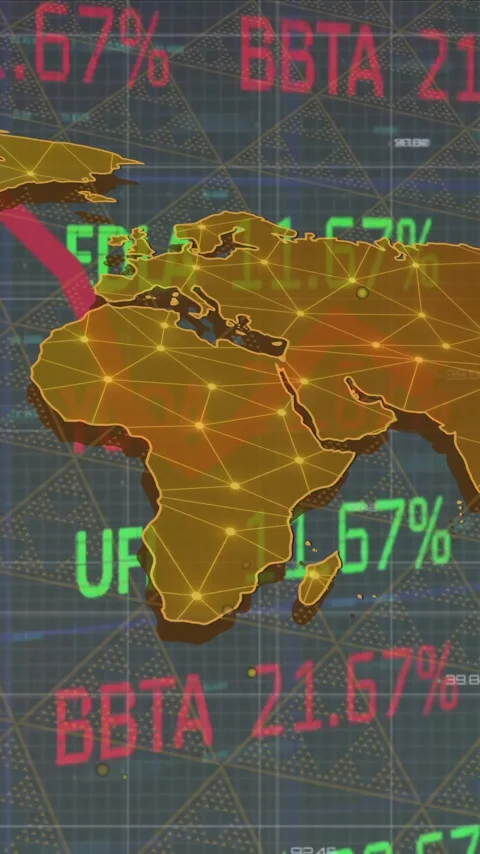 Stock market data animation over world map with percentage changes Stock Footage 323780970
