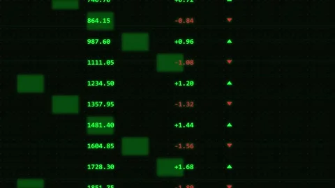 Stock market data animation with scrolling green and red numbers Stock Footage 345285770
