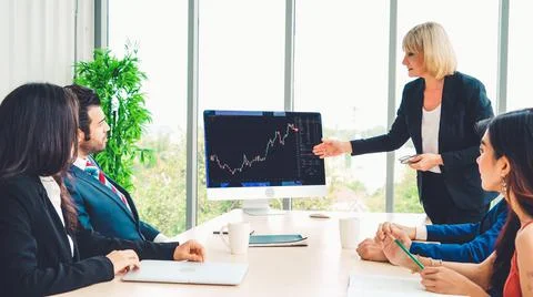 Stock market data chart analysis by ingenious computer software Stock Photos