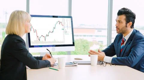 Stock market data chart analysis by ingenious computer software Stock Photos