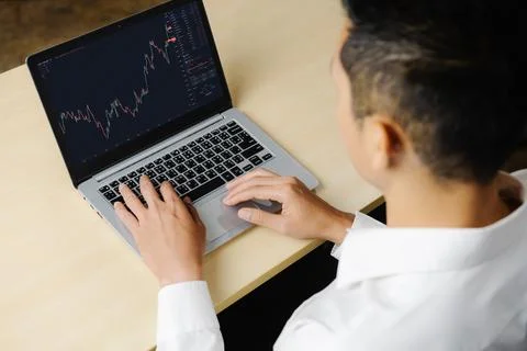 Stock market data chart analysis by ingenious computer software Stock Photos