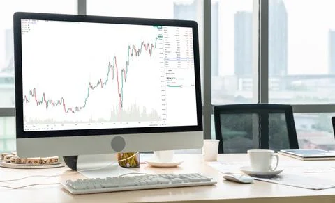 Stock market data chart analysis by ingenious computer software Foto stock