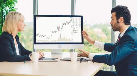 Stock market data chart analysis by ingenious computer software Stock Photos