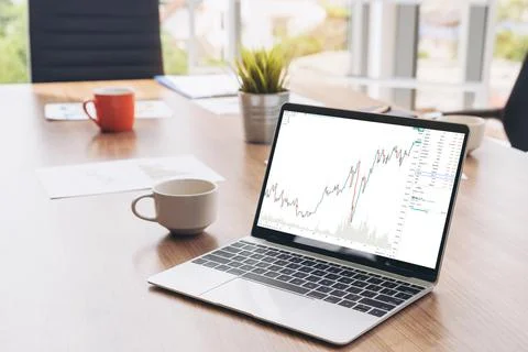 Stock market data chart analysis by ingenious computer software Stock Photos