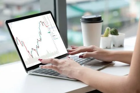 Stock market data chart analysis by ingenious computer software Stock Photos