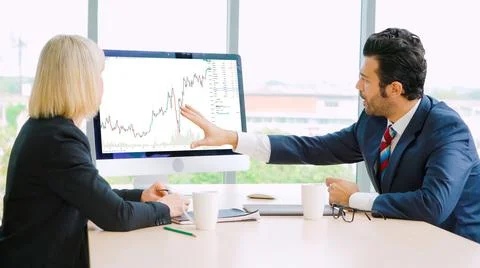 Stock market data chart analysis by ingenious computer software Stock Photos