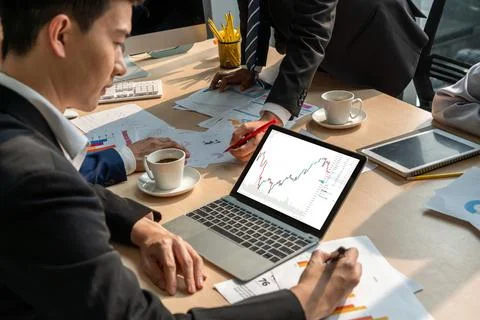 Stock market data chart analysis by ingenious computer software Stock Photos