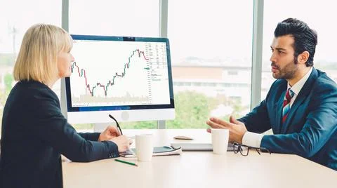 Stock market data chart analysis by ingenious computer software Stock Photos