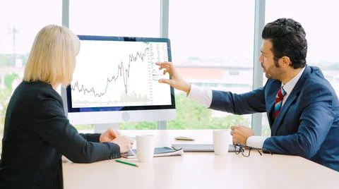 Stock market data chart analysis by ingenious computer software Stock Photos