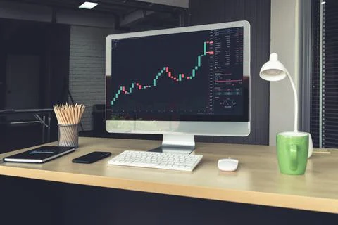 Stock market data chart analysis by ingenious computer software Stock Photos