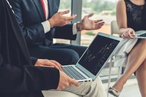 Stock market data chart analysis by ingenious computer software Stock Photos