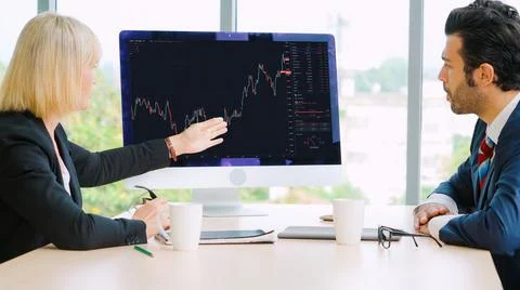 Stock market data chart analysis by ingenious computer software Stock Photos