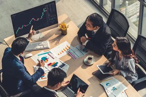 Stock market data chart analysis by ingenious computer software Stock Photos