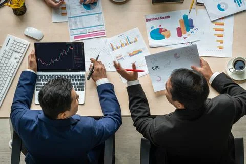 Stock market data chart analysis by ingenious computer software Stock Photos