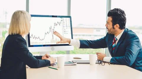 Stock market data chart analysis by ingenious computer software Stock Photos