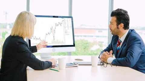 Stock market data chart analysis by ingenious computer software Stock Photos