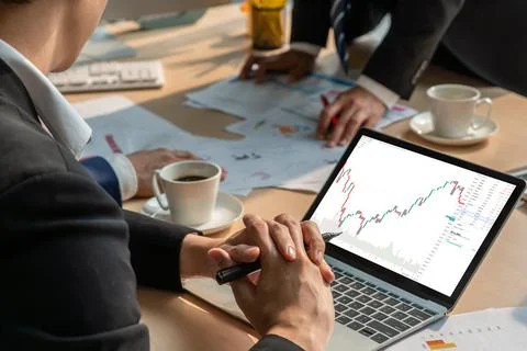 Stock market data chart analysis by ingenious computer software Stock Photos