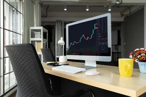 Stock market data chart analysis by ingenious computer software Stock Photos