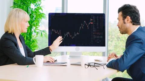 Stock market data chart analysis by ingenious computer software Stock Photos