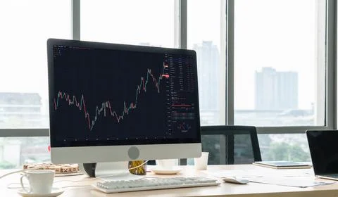 Stock market data chart analysis by ingenious computer software Stock Photos