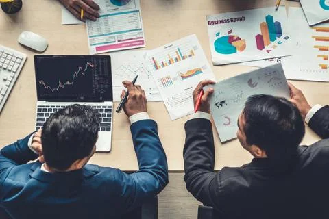 Stock market data chart analysis by ingenious computer software Stock Photos
