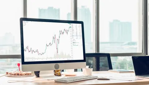 Stock market data chart analysis by ingenious computer software Stock Photos