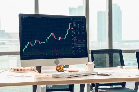Stock market data chart analysis by ingenious computer software Stock Photos