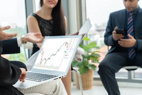 Stock market data chart analysis by ingenious computer software Stock Photos
