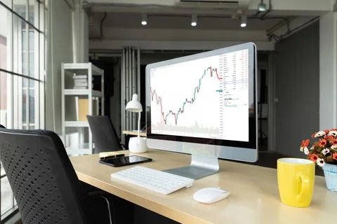 Stock market data chart analysis by ingenious computer software Stock Photos