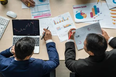 Stock market data chart analysis by ingenious computer software Stock Photos