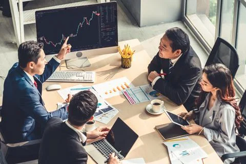 Stock market data chart analysis by ingenious computer software Stock Photos