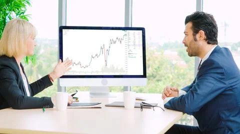 Stock market data chart analysis by ingenious computer software Stock Photos