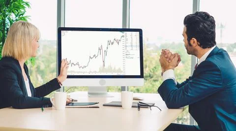 Stock market data chart analysis by ingenious computer software Stock Photos