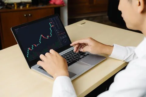 Stock market data chart analysis by ingenious computer software Stock Photos