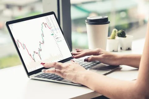 Stock market data chart analysis by ingenious computer software Stock Photos