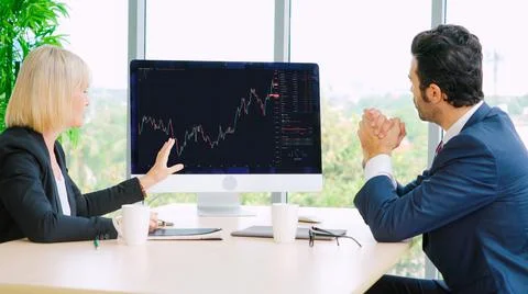 Stock market data chart analysis by ingenious computer software Stock Photos