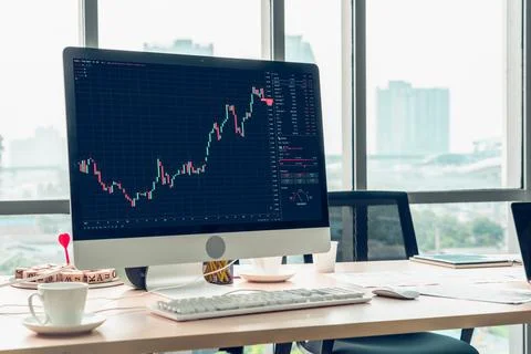 Stock market data chart analysis by ingenious computer software Stock Photos