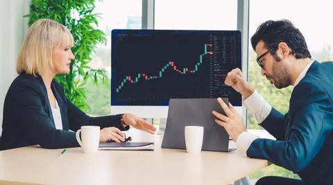 Stock market data chart analysis by ingenious computer software Stock Photos