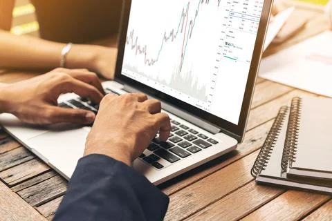 Stock market data chart analysis by ingenious computer software Stock Photos