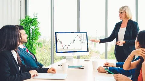 Stock market data chart analysis by ingenious computer software Stock Photos
