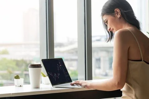Stock market data chart analysis by ingenious computer software Stock Photos