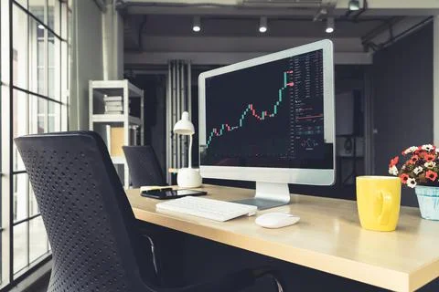 Stock market data chart analysis by ingenious computer software Stock Photos