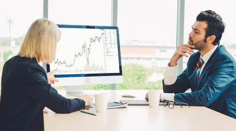 Stock market data chart analysis by ingenious computer software Stock Photos