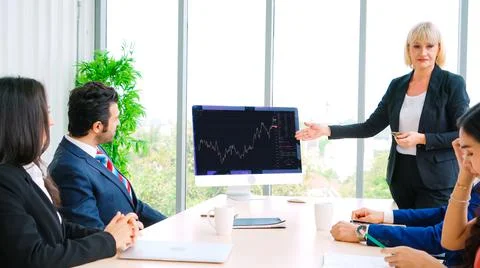 Stock market data chart analysis by ingenious computer software Stock Photos