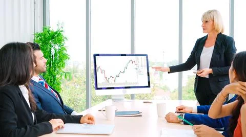 Stock market data chart analysis by ingenious computer software Stock Photos