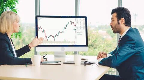 Stock market data chart analysis by ingenious computer software Stock Photos