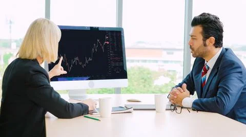 Stock market data chart analysis by ingenious computer software Stock Photos