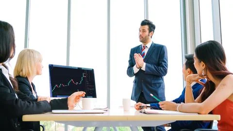 Stock market data chart analysis by ingenious computer software 스톡 사진